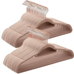 Pack of 50 Coat Hangers, Heavy-Duty Plastic Hangers w/ Non-Slip Design pink New